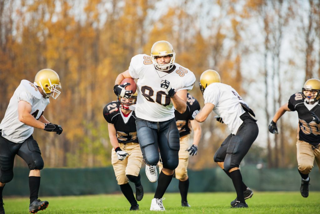 College Football Catch and Tackle. Football Training